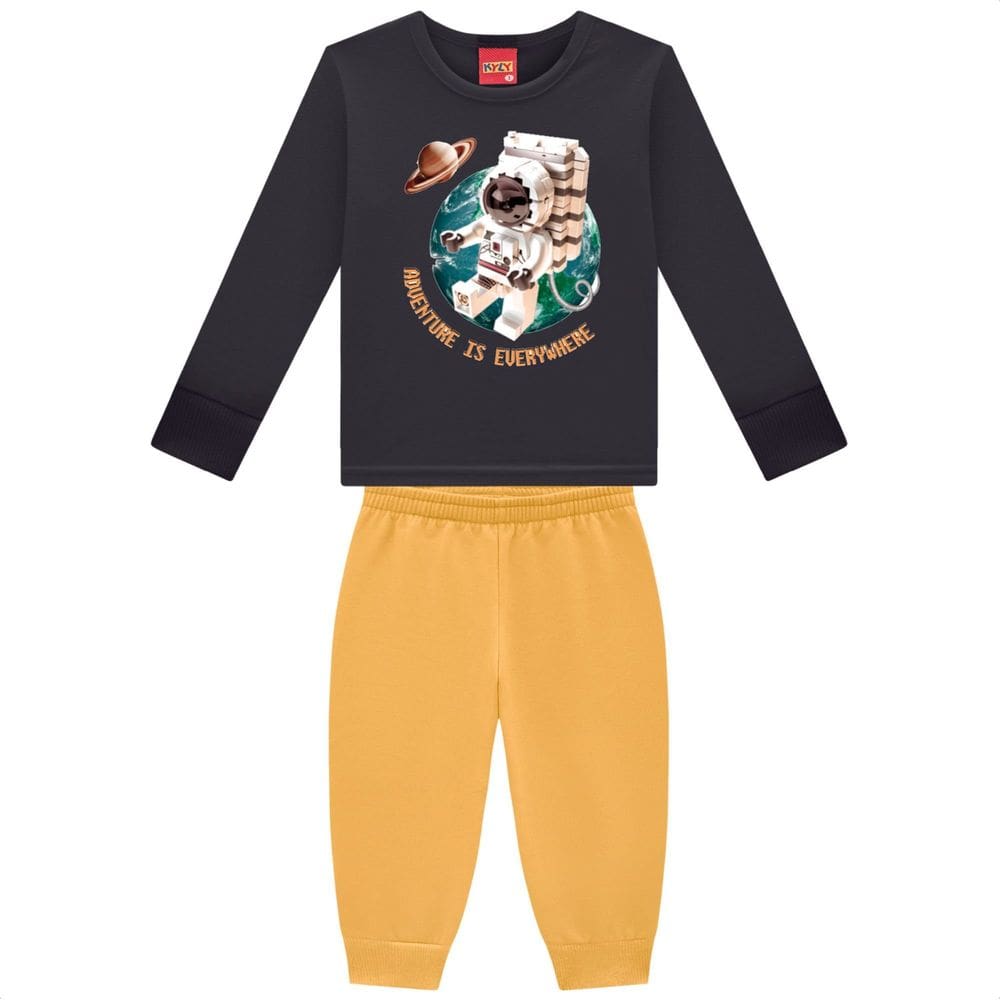 Conjunto Moletom Kyly Peluciado Astronauta Infantil Menino