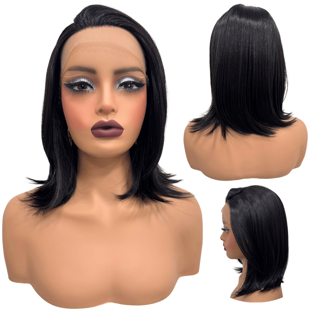 Peruca front lace média curta orgânica futura 13x1 premium