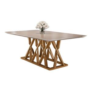 Mesa de Jantar Moderna Madeira Maciça com Vidro 1,60x0,90m - Quartzo - Harmonia Salas