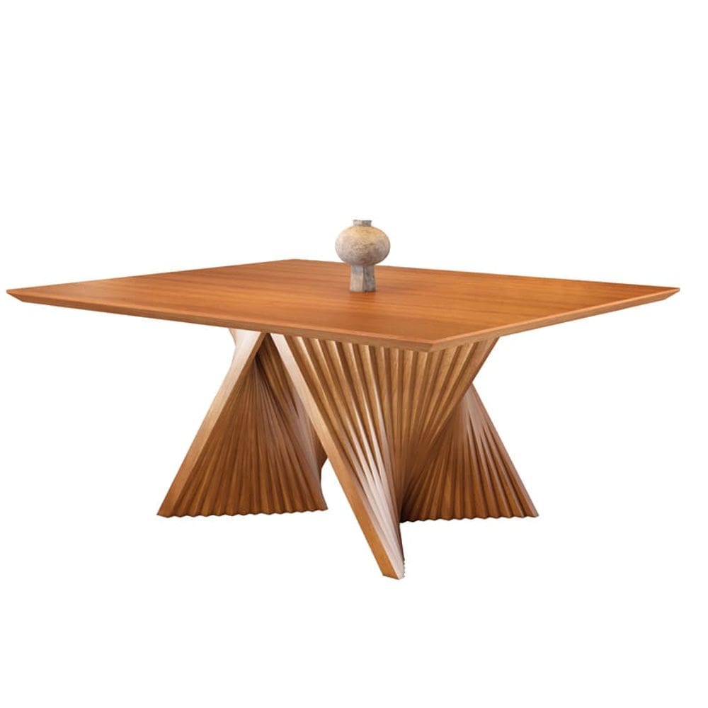 Mesa de Jantar Quadrada Madeira Maciça com Base Torcida 1,60x1,60m - Topázio - Harmonia Salas