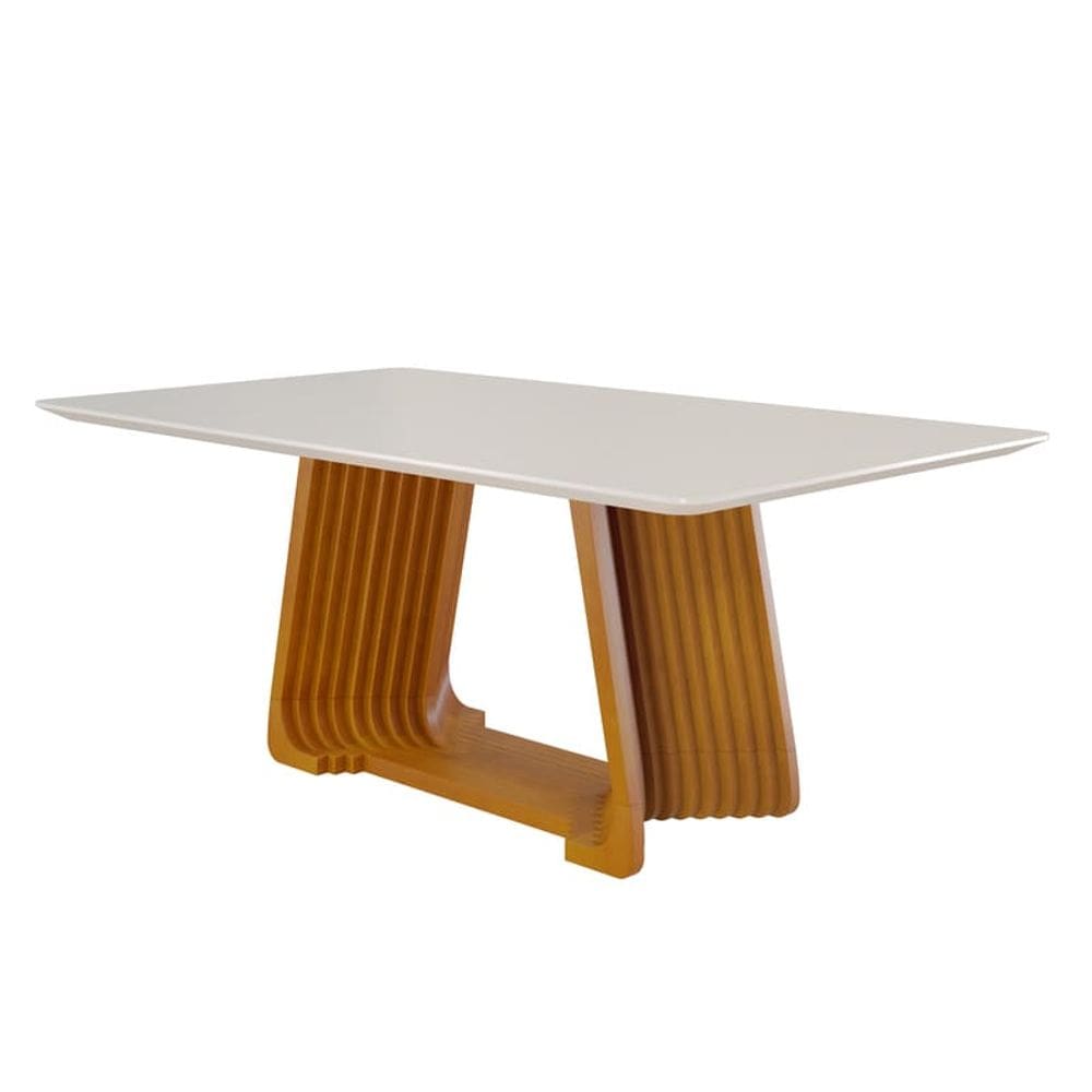 Mesa de Jantar Moderna Madeira Maciça com Vidro 2,20x1,10m - Turmalina - Harmonia Salas