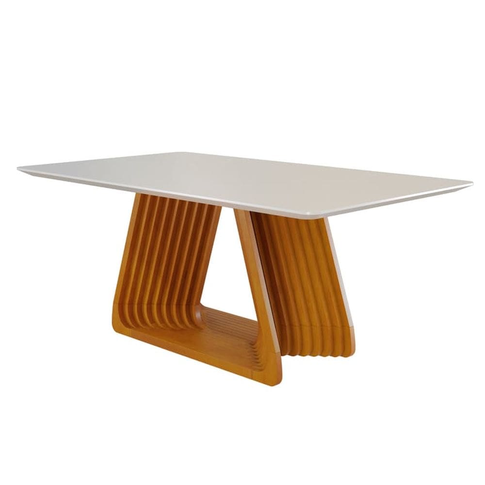 Mesa de Jantar Moderna Madeira Maciça com Vidro 2,20x1,10m - Obsidiana - Harmonia Salas