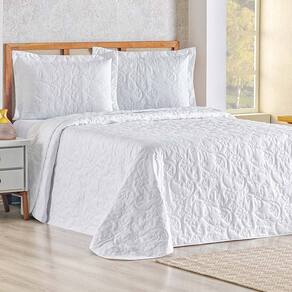 Colcha Queen Mavie Floral 180 Fios 3 Peças - Branco - 100% Poliéster