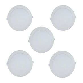 Kit 5 Painéis Plafon de Embutir Modaza Polipropileno Redondo 18W, Branco 6500K