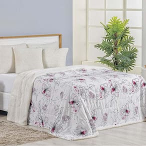 Cobertor Solteiro Top Line Estampado Hipercal/Sherpa 1 Peça - Malta - 100% Poliéster