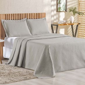 Cobre Leito Queen Bouti Mavie Geométrico 180 Fios 3 Peças - Cinza - 100% Poliéster