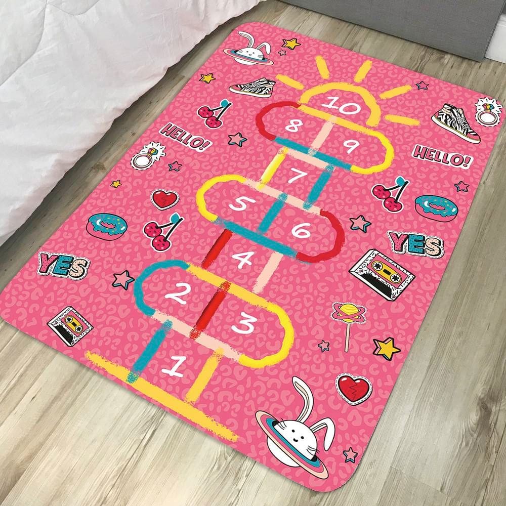 Tapete Kids Divertido 95cm x 1,30m Antiderrapante - Amarelinha