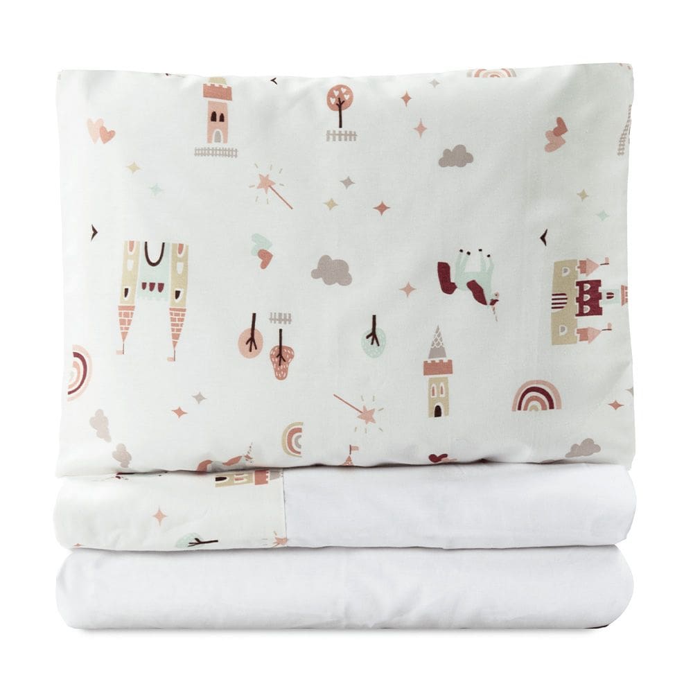 Jogo de Lençol para Berço Americano 100% Algodão 3 Peças - Conto de Fadas