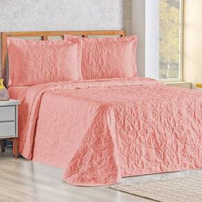 Cobre Leito Queen Bouti Mavie Floral 180 Fios 3 Peças - Goiaba - 100% Poliéster