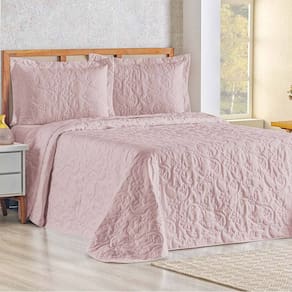 Cobre Leito Queen Bouti Mavie Floral 180 Fios 3 Peças - Rose - 100% Poliéster