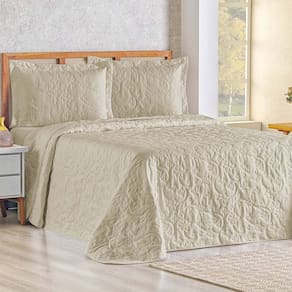 Cobre Leito Queen Bouti Mavie Floral 180 Fios 3 Peças - Caqui - 100% Poliéster