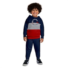 Conjunto Moletom Kyly Infantil Menino Peluciado Azul Vermelho