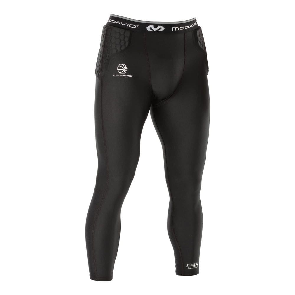 McDavid HEX de basquete 3/4 apertado com almofadas de quadril e cóccix pretas