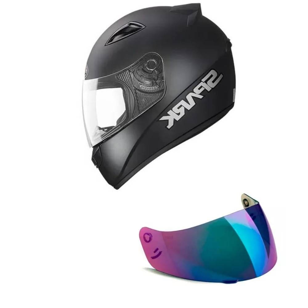 Capacete Ebf New Spark Solid Preto Fosco Mais Viseira Camaleão