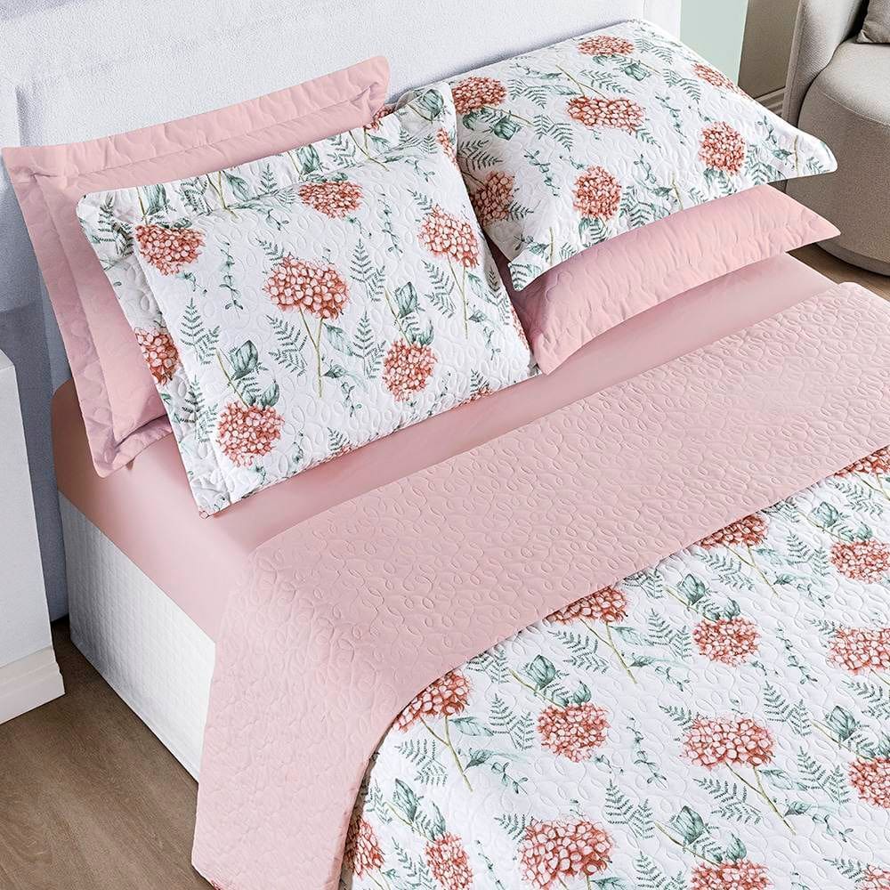 Cobre Leito Casal Padrão Cotton Select Dupla Face 200 Fios 3 Peças - Hortência