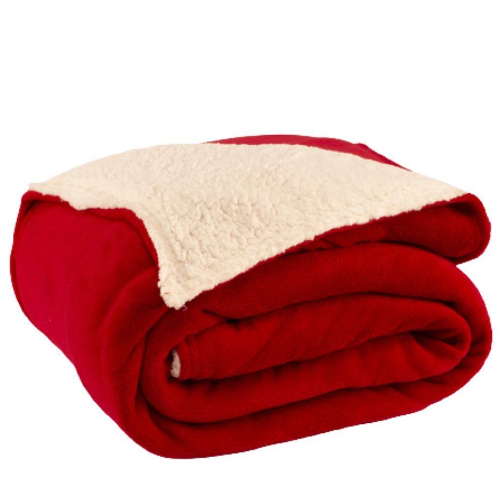 Cobertor Queen Canada Mantinha/Sherpa 3 Peças - Vermelho