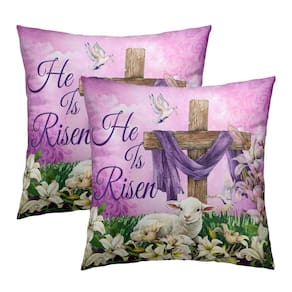 Capas de almofada Granbey He is Risen Cross Easter 60x60cm