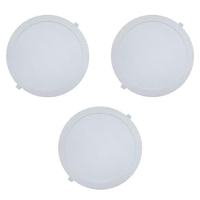 Kit 3 Painéis Plafon de Embutir Modaza Polipropileno Redondo 24W, Branco 6500K