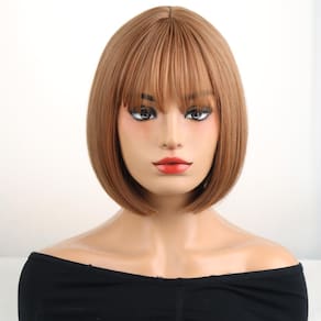 Peruca MAGQOO Strawberry Blonde Bob 30cm sintética para mulheres