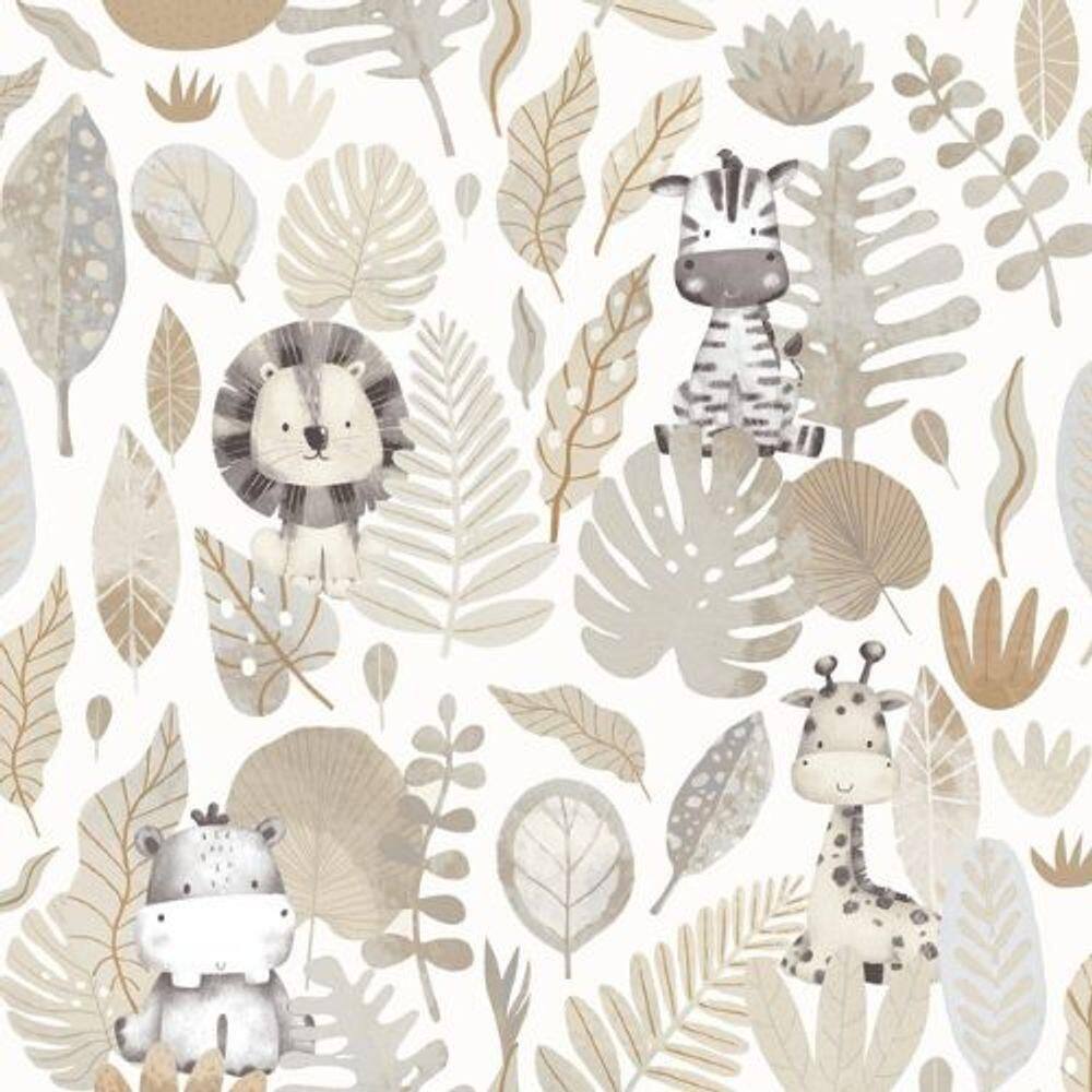 Papel De Parede Happy Infantil Bege 14837