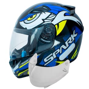 Capacete Moto Fechado Dragon Azul Ebf Com Viseira Cristal Extra