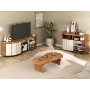 Kit para sala de estar Rack e Mesa centro e Buffet Magnum Cinamomo/Off White