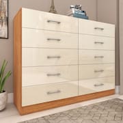 Cômoda para Quarto 10 Gavetas Caribe Cinamomo/Off White