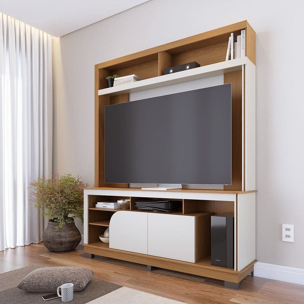 Estante Home para Tv até 65 Polegadas 2 Portas Belaya Freijó / Off White