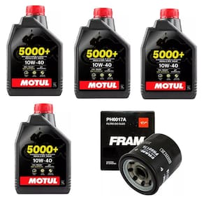 KIT TROCA ÓLEO 4x MOTUL 5000+ 10W40 4T + 1 FILTRO FRAM MT03 MT09 MT07 R3 NINJA 300 400 Zx6r Z750 Vulcan 900 TIGER 1050