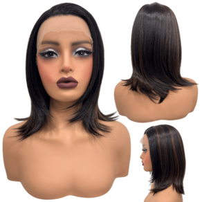 Peruca front lace media curta 13x1 preto luzes F2/30