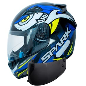 Capacete Ebf Dragon Azul Masculino Com Viseira Fumê