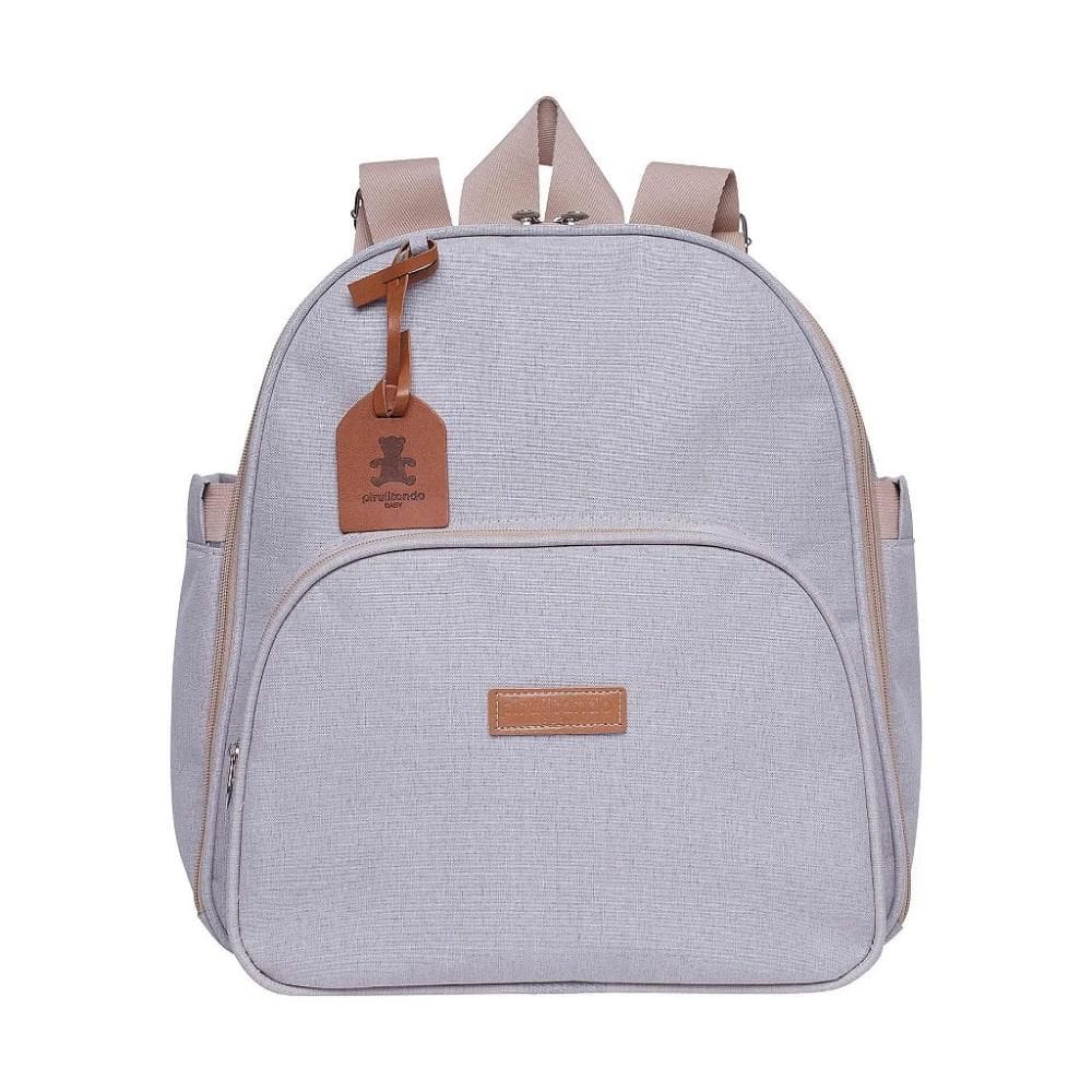 Mochila Maternidade Pirulitando Baby Joy Marfim Acinzentado