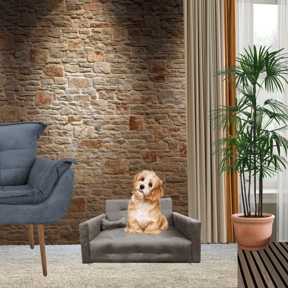 Poltrona Sofazinho Pet Caes e Gatos Porte Medio e Pequeno Bob Marrom