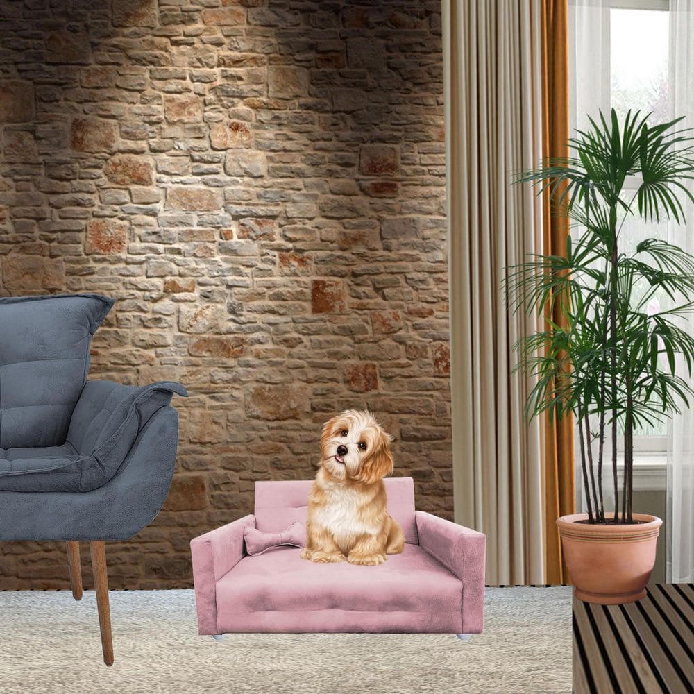 Poltrona Sofazinho Pet Caes e Gatos Porte Medio e Pequeno Bob Rosa