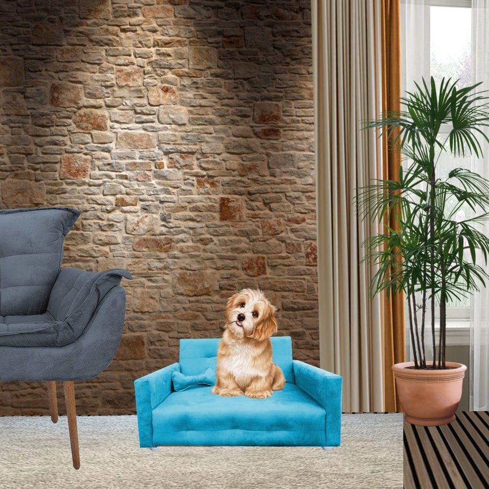 Poltrona Sofazinho Pet Caes e Gatos Porte Medio e Pequeno Bob Turquesa