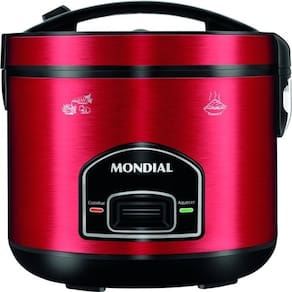 Panela Eletrica Mondial Inox Vermelha 700W 220V Faz 10 Xicaras