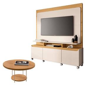 Estante Home Theater Quantum e Mesa de Centro Sky Off White Cinamomo– HB Móveis