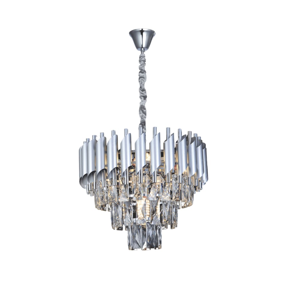 Lustre Cristal Metal Cromado 40cm 5E14