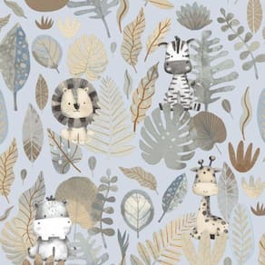Papel De Parede Happy Infantil Azul 14836