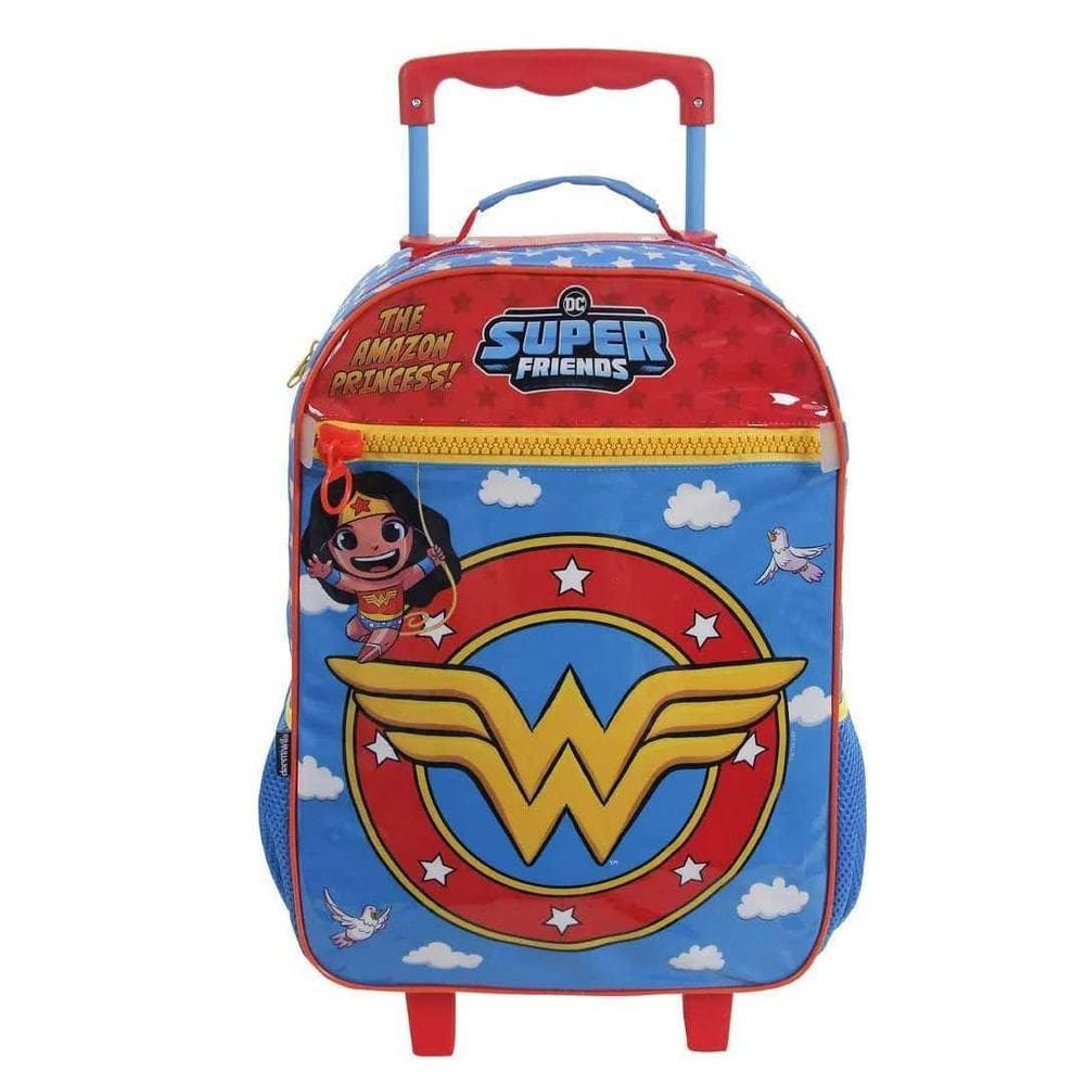 Mochila De Rodinha + Squeeze Wonder Woman Dermiwil