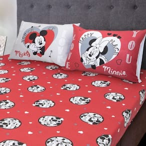 Jogo Cama Casal Minnie Mickey Love Disney 3 Pçs C/ Elástico
