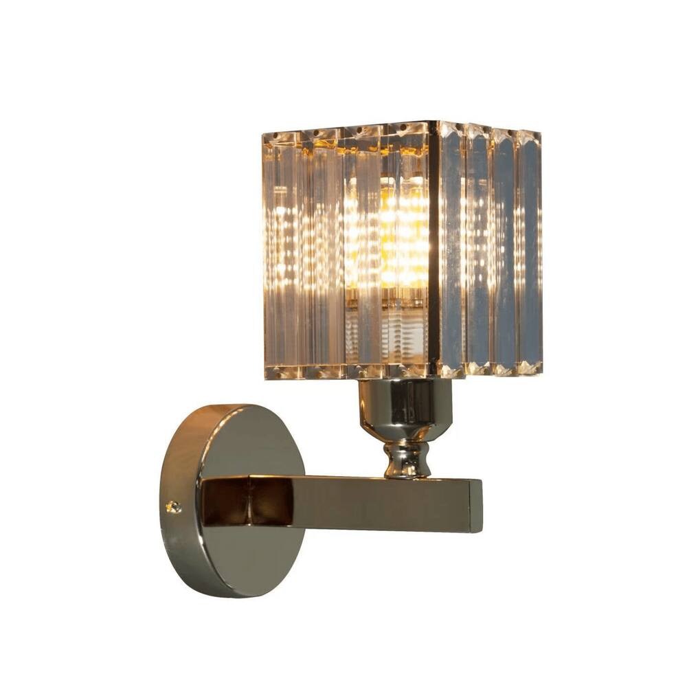 Arandela Metal e Cristal Quadrado Dourado 1E27 20cm