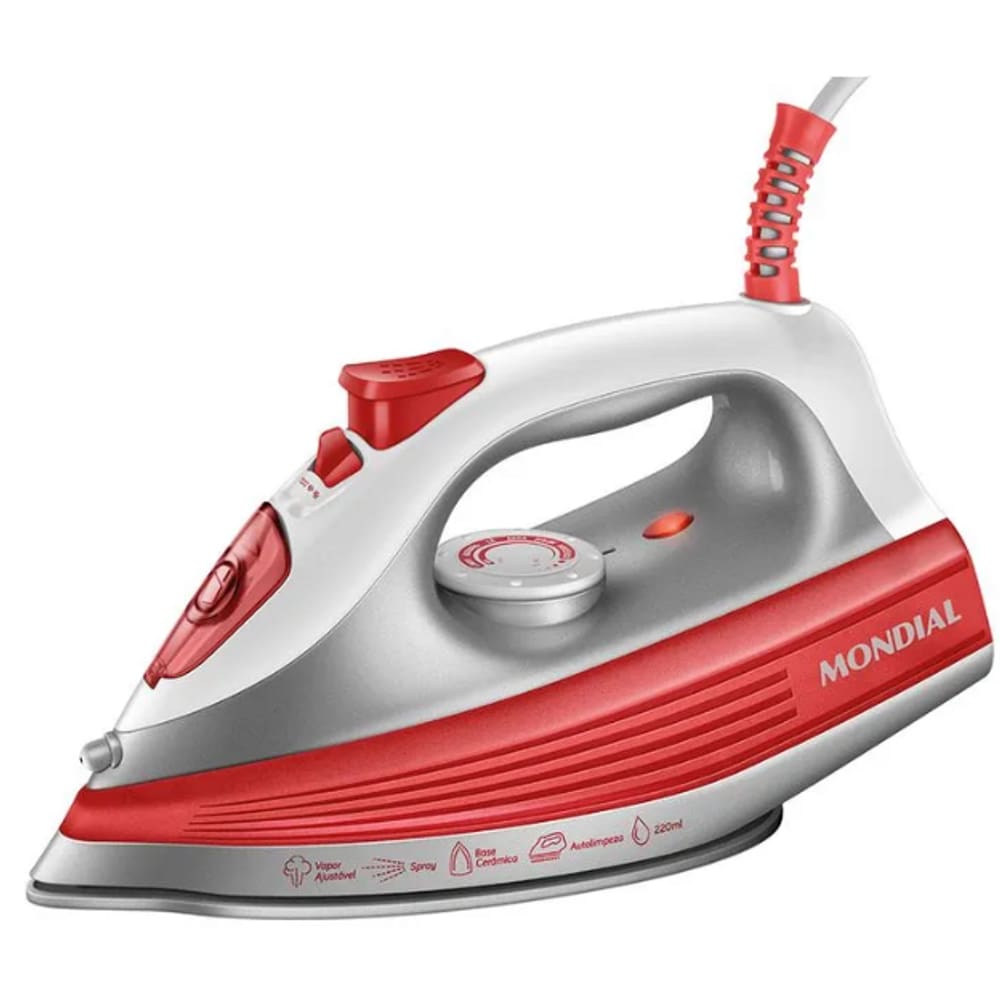 Ferro De Passar A Vapor Mondial Ceramic Turbo Luxx Red 1200W 127V