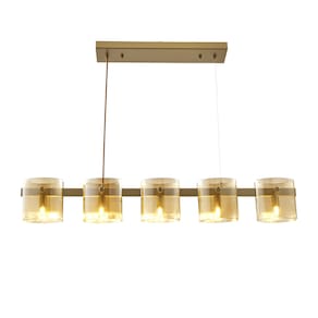 Pendente Bouze Ori Dourado e Âmbar 100cm 5G9