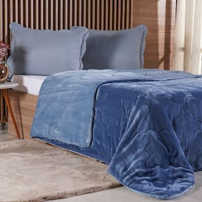 Edredom Queen Plush Bicolor Dupla Face 100% Poliéster 220x240cm