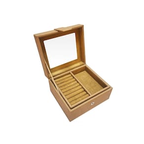 Caixa Porta-Jóias em Couro Sintético Bege 18cm TH0145 BTC