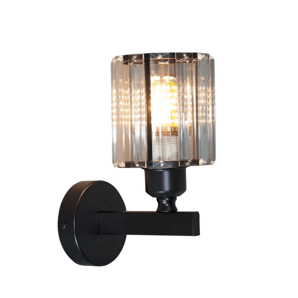 Arandela Metal e Cristal Redondo Preto 1E27 20cm