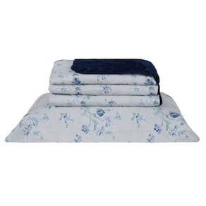 Cobre Leito Solteiro Colori Dupla Face 200 Fios Estampado 2 Peças - Marie Azul - 100% Poliéster