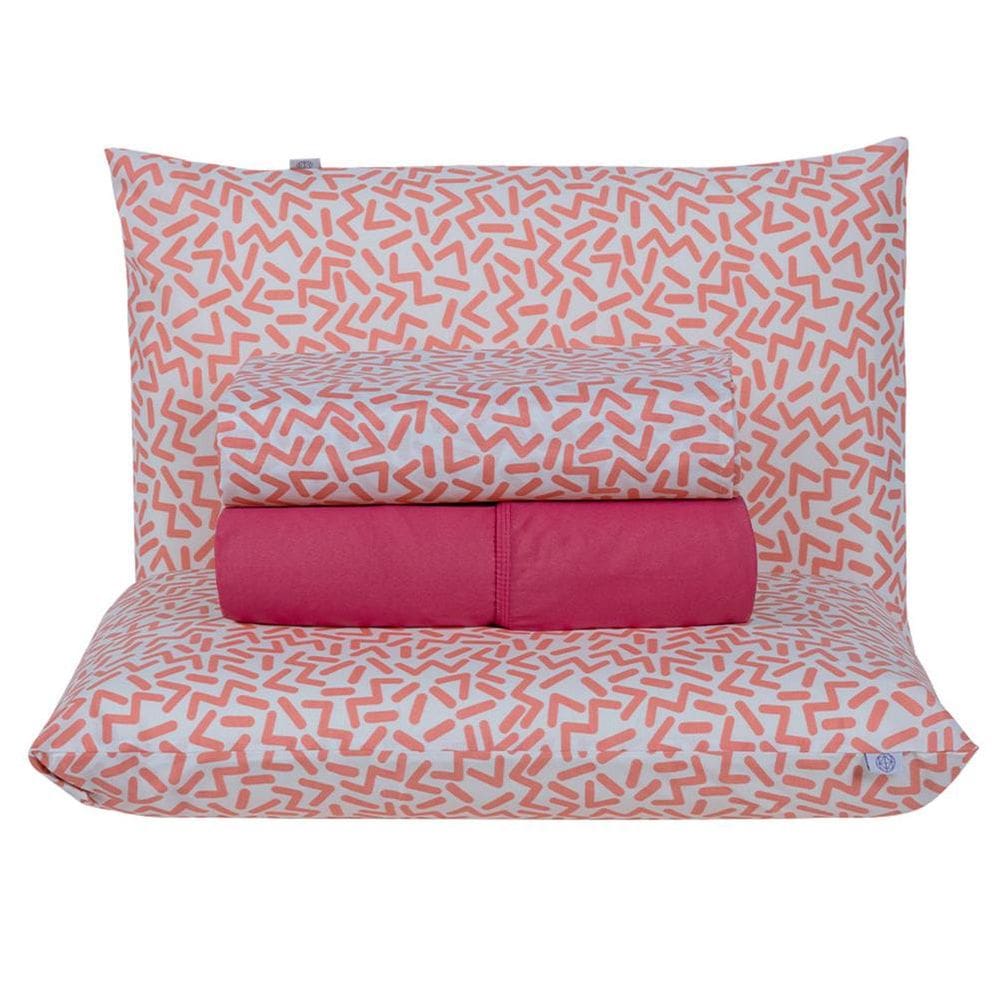 Jogo de Lençol Queen Home Style 180 Fios 4 Peças - Gummy Pink