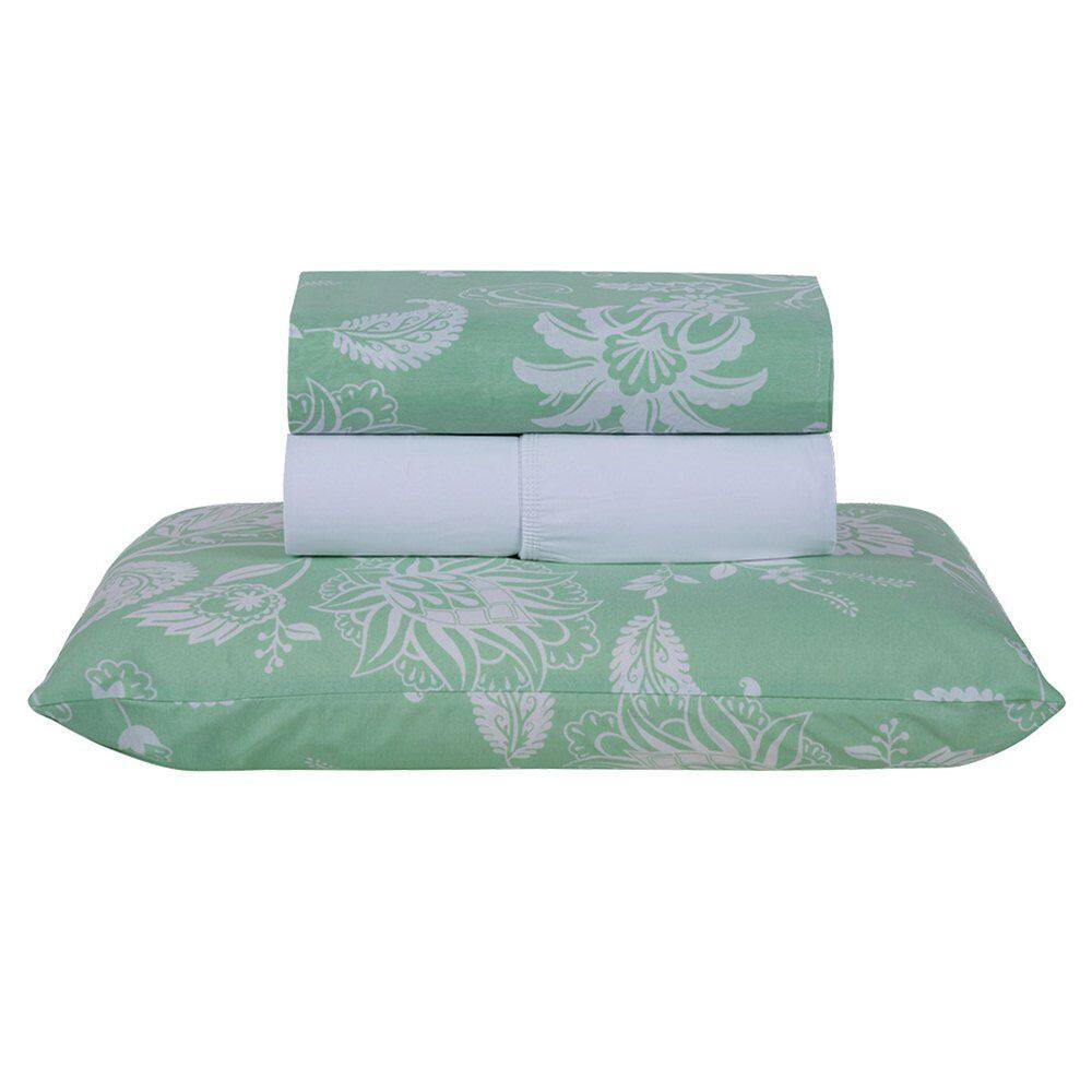 Jogo de Lençol Solteiro Home Style 180 Fios 3 Peças - Jade Verde